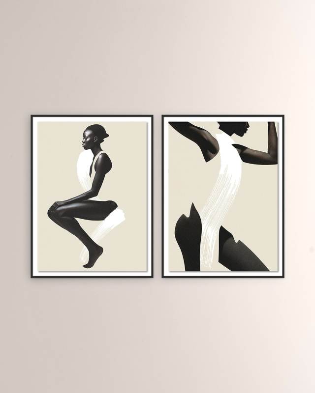 "Dancing" Framed Giclees by Coup D'Esprit, Set of 2